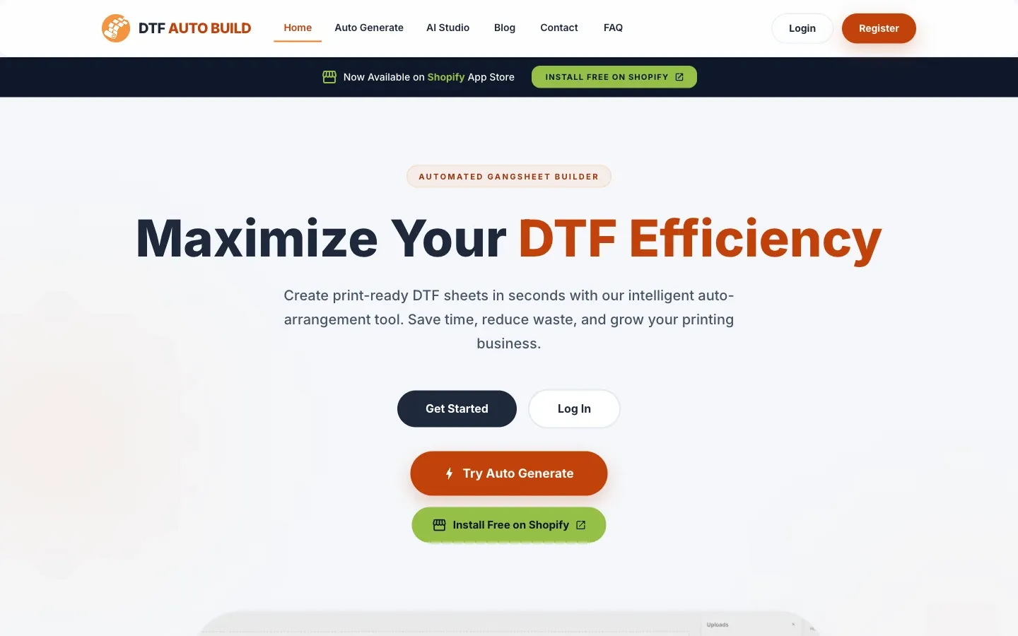Screenshot of the top of DTF Auto Build's page at dtfautobuild.com