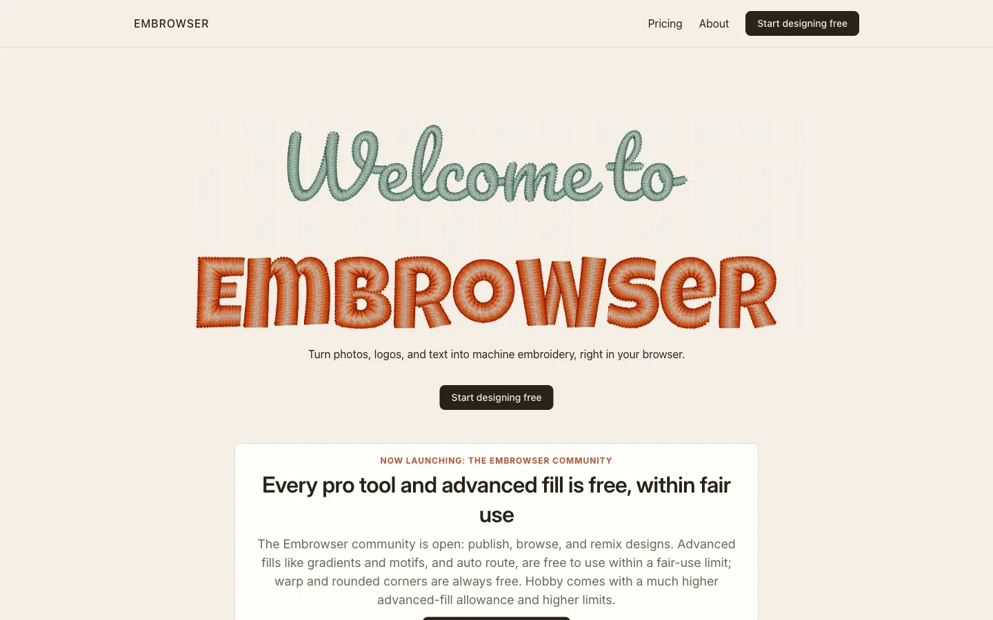 Screenshot of the top of Embrowser's page at embrowser.com