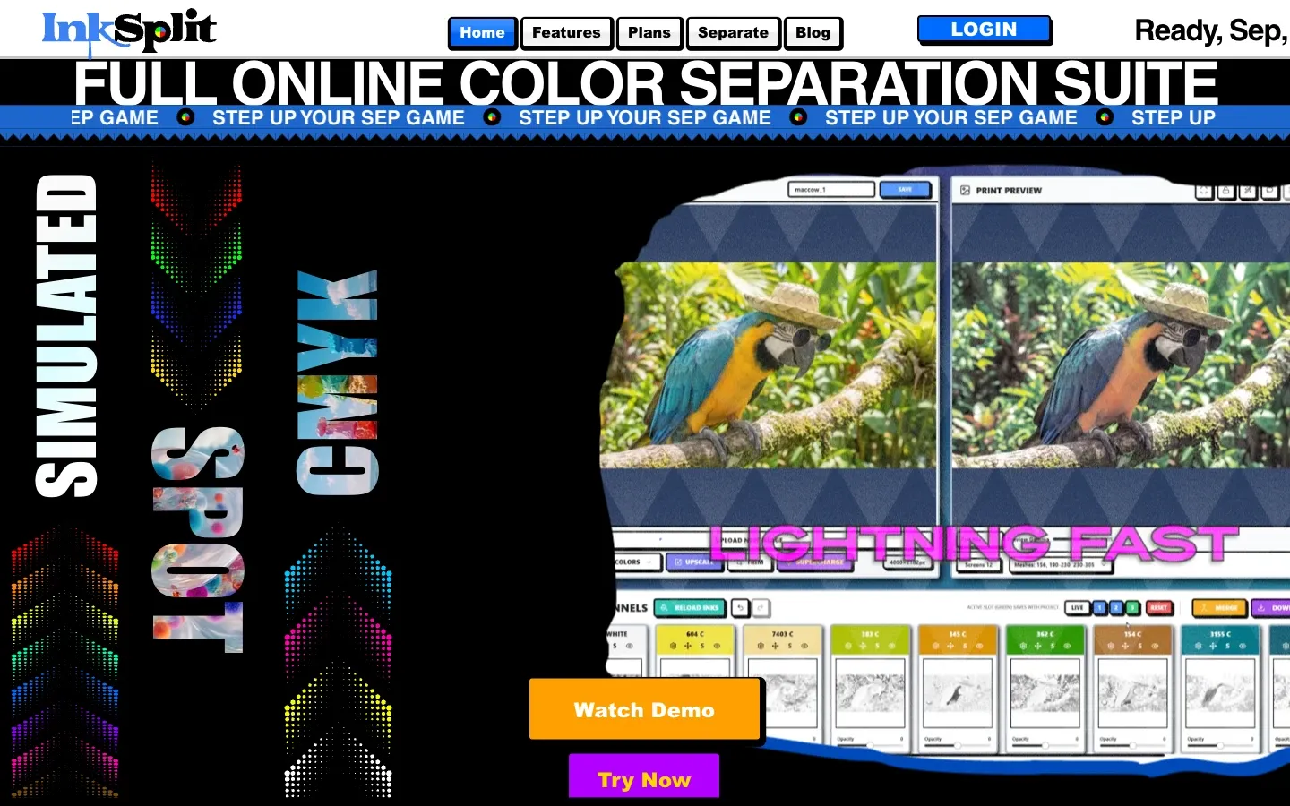 Screenshot of the top of InkSplit's page at inksplit.com