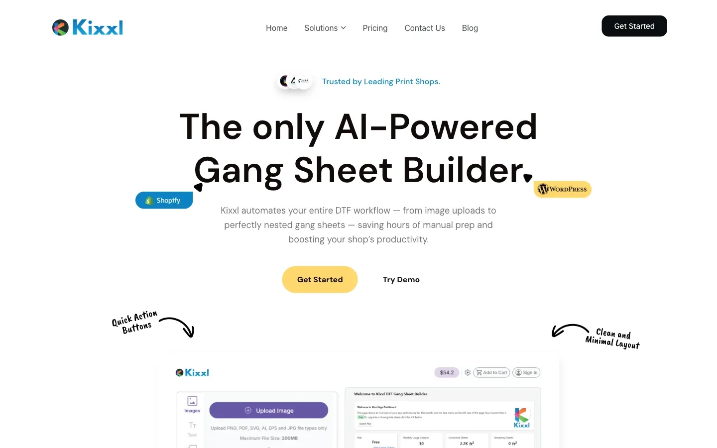 Screenshot of the top of Kixxl's page at kixxl.com